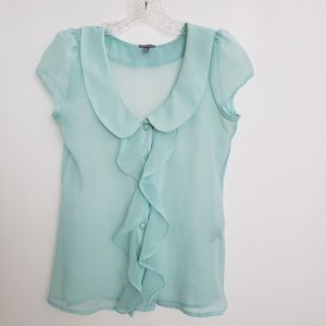 Charlotte Russe Mint Green Chiffon Ruffle Blouse